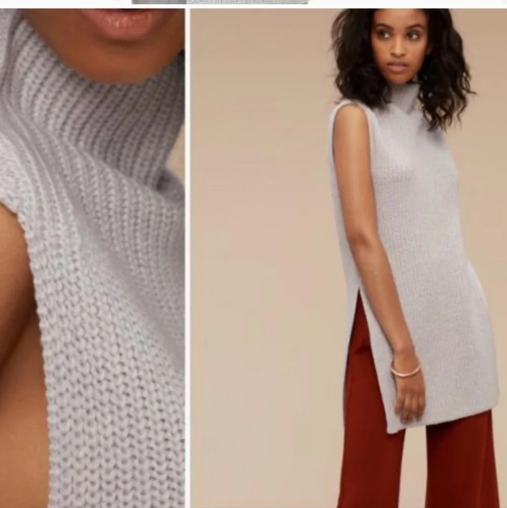 Aritzia Sleeveless Turtleneck Knit Sweater Vest in Light Gray - Picture 2 of 6